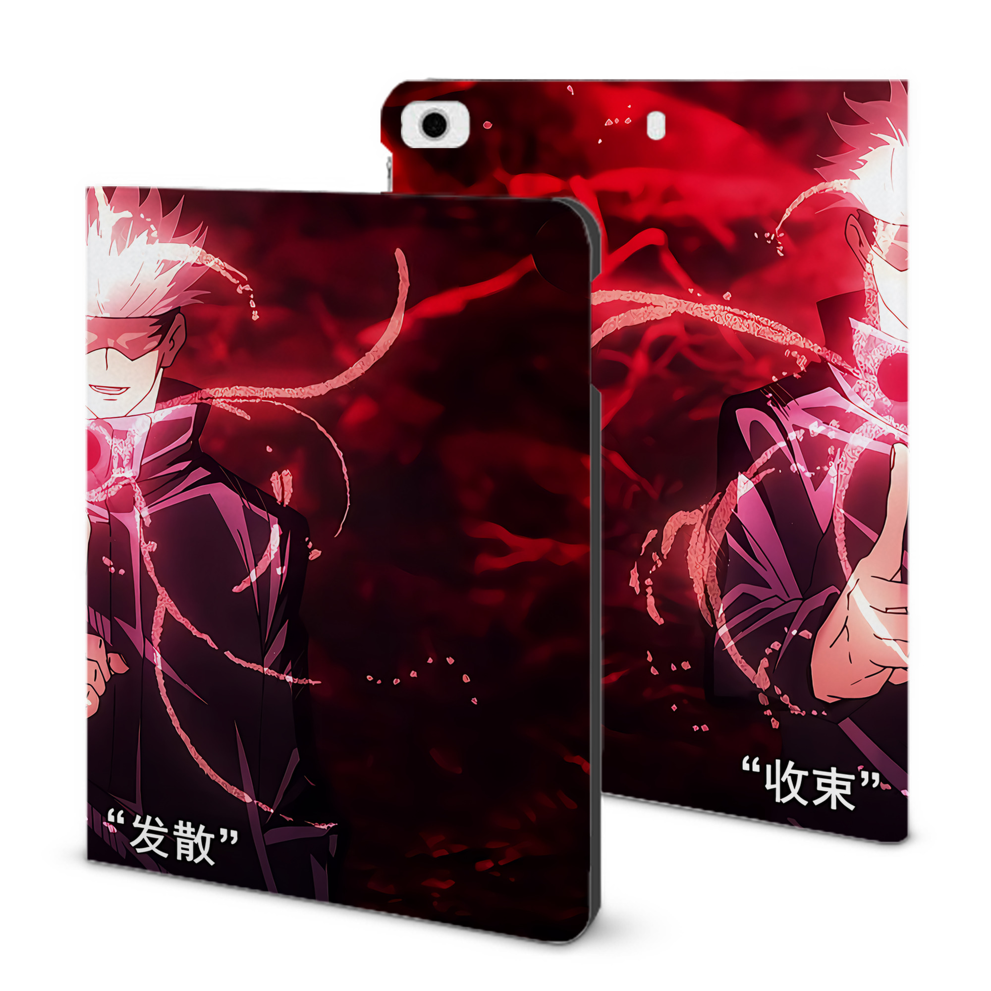 （画像用） 呪術廻戦 Jujutsu Kaisen IPad ケース ブック型 PUレザー TPU 耐衝撃 軽量 薄型 ペン収納なし 全面保護 IPad 各モデル対応